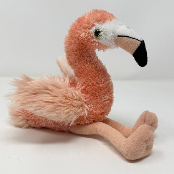 Aurora Pink Flamingo 10" Tall Plush Bird Bean Bag Stuffed Animal Toy Realistic - Picture 1 of 10